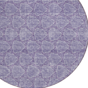 HomeRoots 5' Stylish Lavender and Ivory Geometric Washable Area Rug for Indoors and Outdoors - Durable & Easy Care 8' Round 613562