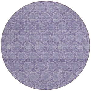 HomeRoots 5' Stylish Lavender and Ivory Geometric Washable Area Rug for Indoors and Outdoors - Durable & Easy Care 8' Round 613562