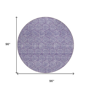 HomeRoots 5' Stylish Lavender and Ivory Geometric Washable Area Rug for Indoors and Outdoors - Durable & Easy Care 8' Round 613562