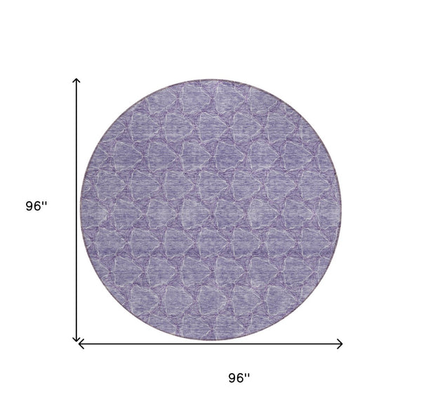 HomeRoots 5' Stylish Lavender and Ivory Geometric Washable Area Rug for Indoors and Outdoors - Durable & Easy Care 8' Round 613562