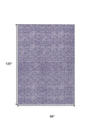 HomeRoots 5' Stylish Lavender and Ivory Geometric Washable Area Rug for Indoors and Outdoors - Durable & Easy Care 8' X 10' 613563