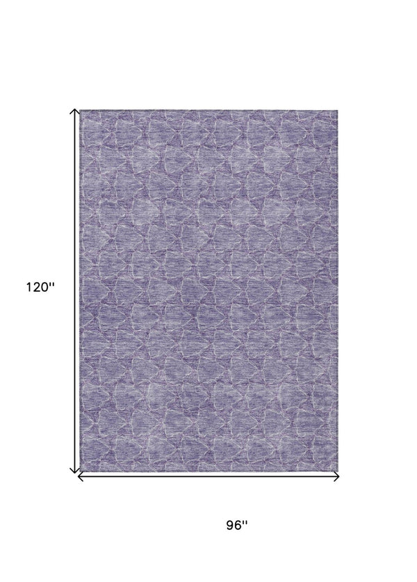 HomeRoots 5' Stylish Lavender and Ivory Geometric Washable Area Rug for Indoors and Outdoors - Durable & Easy Care 8' X 10' 613563