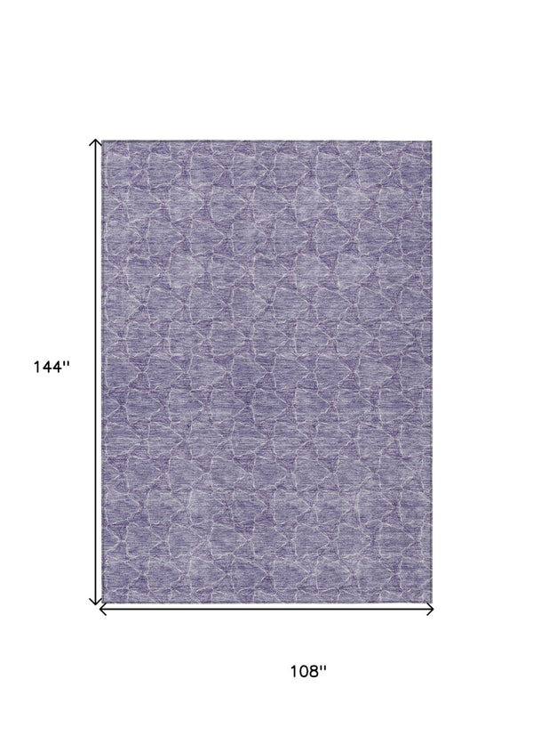 HomeRoots 5' Stylish Lavender and Ivory Geometric Washable Area Rug for Indoors and Outdoors - Durable & Easy Care 9' X 12' 613564