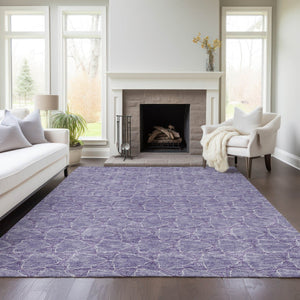 HomeRoots 5' Stylish Lavender and Ivory Geometric Washable Area Rug for Indoors and Outdoors - Durable & Easy Care 9' X 12' 613564