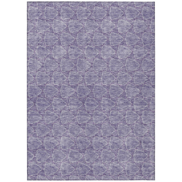 HomeRoots 5' Stylish Lavender and Ivory Geometric Washable Area Rug for Indoors and Outdoors - Durable & Easy Care 10' X 14' 613565