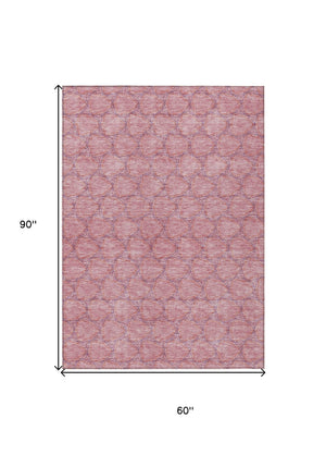 HomeRoots 5' Vibrant Pink and Purple Geometric Area Rug for Indoor and Outdoor Spaces - Durable & Washable! 5' X 8' 613567
