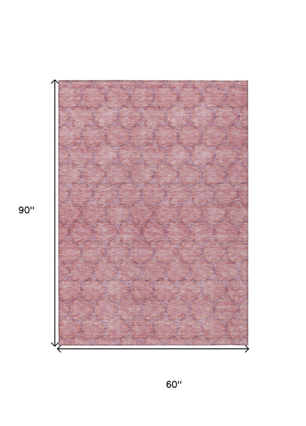 HomeRoots 5' Vibrant Pink and Purple Geometric Area Rug for Indoor and Outdoor Spaces - Durable & Washable! 5' X 8' 613567