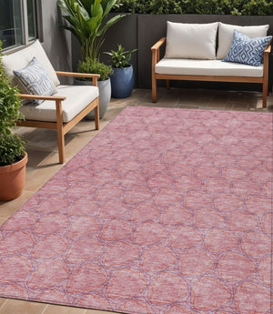 HomeRoots 5' Vibrant Pink and Purple Geometric Area Rug for Indoor and Outdoor Spaces - Durable & Washable! 5' X 8' 613567