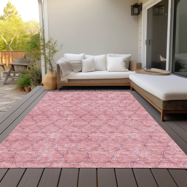 HomeRoots 5' Vibrant Pink and Purple Geometric Area Rug for Indoor and Outdoor Spaces - Durable & Washable! 5' X 8' 613567