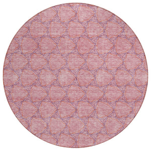 HomeRoots 5' Vibrant Pink and Purple Geometric Area Rug for Indoor and Outdoor Spaces - Durable & Washable! 8' Round 613568