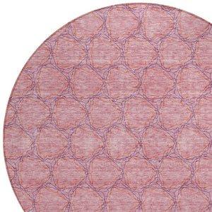 HomeRoots 5' Vibrant Pink and Purple Geometric Area Rug for Indoor and Outdoor Spaces - Durable & Washable! 8' Round 613568