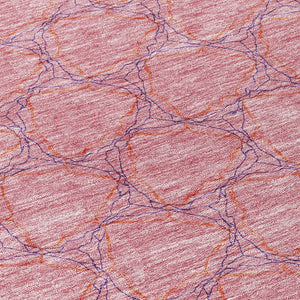 HomeRoots 5' Vibrant Pink and Purple Geometric Area Rug for Indoor and Outdoor Spaces - Durable & Washable! 8' Round 613568