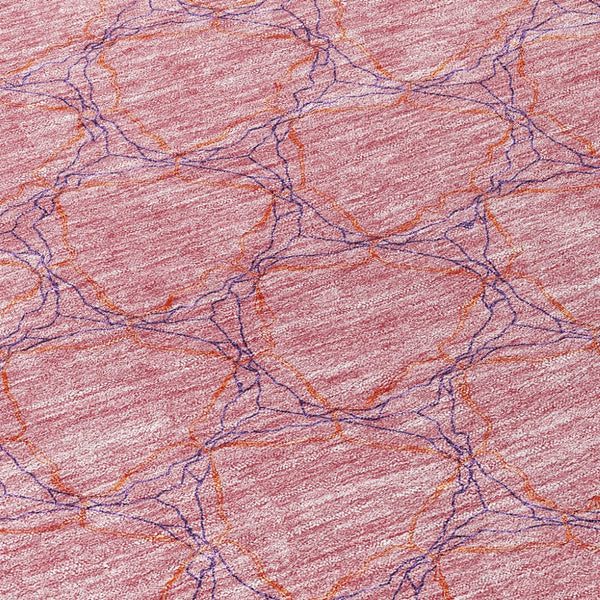 HomeRoots 5' Vibrant Pink and Purple Geometric Area Rug for Indoor and Outdoor Spaces - Durable & Washable! 8' Round 613568