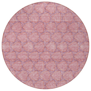 HomeRoots 5' Vibrant Pink and Purple Geometric Area Rug for Indoor and Outdoor Spaces - Durable & Washable! 8' Round 613568