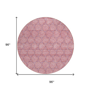 HomeRoots 5' Vibrant Pink and Purple Geometric Area Rug for Indoor and Outdoor Spaces - Durable & Washable! 8' Round 613568
