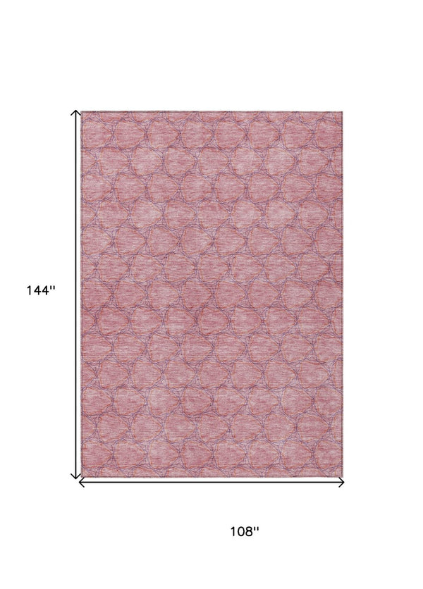 HomeRoots 5' Vibrant Pink and Purple Geometric Area Rug for Indoor and Outdoor Spaces - Durable & Washable! 9' X 12' 613570