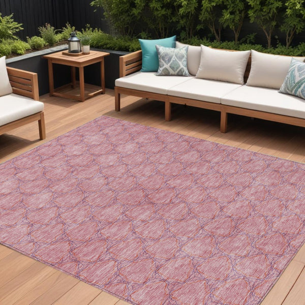 HomeRoots 5' Vibrant Pink and Purple Geometric Area Rug for Indoor and Outdoor Spaces - Durable & Washable! 9' X 12' 613570