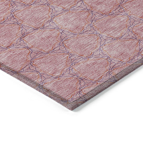 HomeRoots 5' Vibrant Pink and Purple Geometric Area Rug for Indoor and Outdoor Spaces - Durable & Washable! 9' X 12' 613570