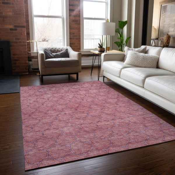 HomeRoots 5' Vibrant Pink and Purple Geometric Area Rug for Indoor and Outdoor Spaces - Durable & Washable! 9' X 12' 613570