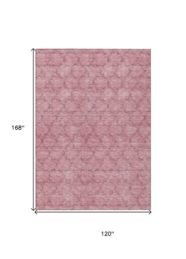 HomeRoots 5' Vibrant Pink and Purple Geometric Area Rug for Indoor and Outdoor Spaces - Durable & Washable! 10' X 14' 613571