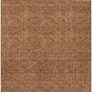 HomeRoots 5' Orange and Ivory Geometric Area Rug - Washable, Durable, Indoor-Outdoor Design for Any Space 5' X 8' 613573