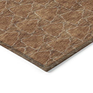 HomeRoots 5' Orange and Ivory Geometric Area Rug - Washable, Durable, Indoor-Outdoor Design for Any Space 5' X 8' 613573