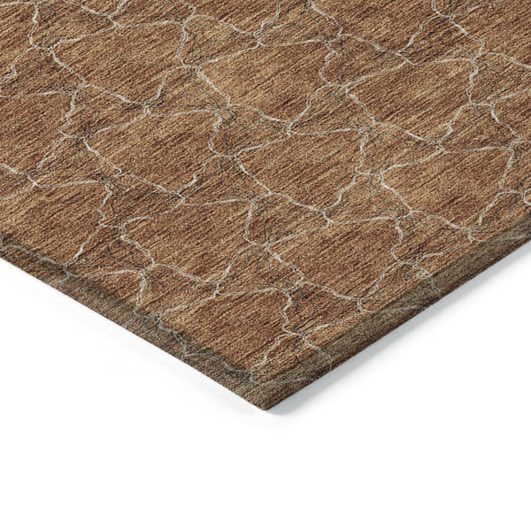 HomeRoots 5' Orange and Ivory Geometric Area Rug - Washable, Durable, Indoor-Outdoor Design for Any Space 5' X 8' 613573
