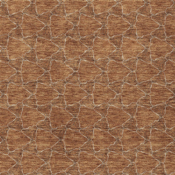 HomeRoots 5' Orange and Ivory Geometric Area Rug - Washable, Durable, Indoor-Outdoor Design for Any Space 5' X 8' 613573