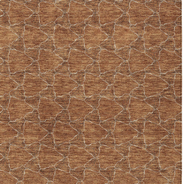 HomeRoots 5' Orange and Ivory Geometric Area Rug - Washable, Durable, Indoor-Outdoor Design for Any Space 8' X 10' 613575