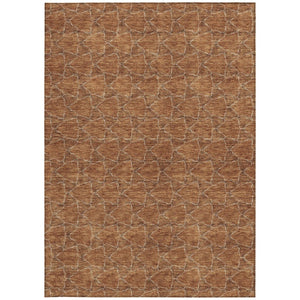 HomeRoots 5' Orange and Ivory Geometric Area Rug - Washable, Durable, Indoor-Outdoor Design for Any Space 9' X 12' 613576