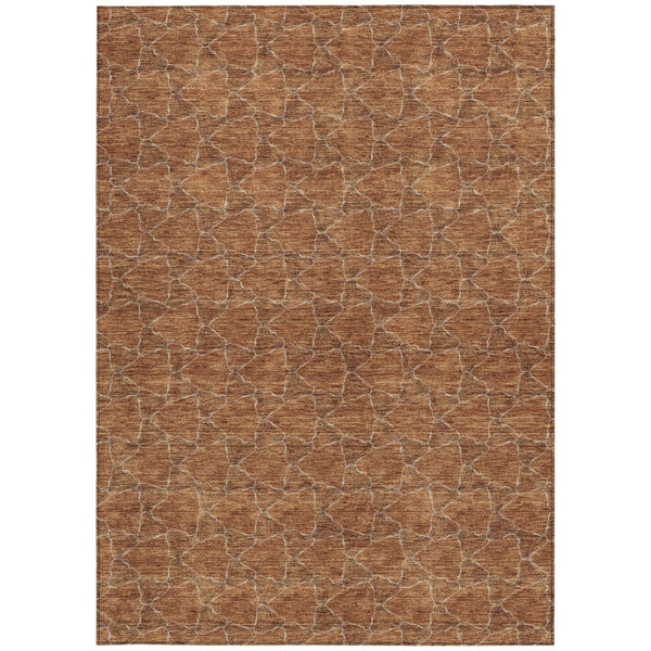 HomeRoots 5' Orange and Ivory Geometric Area Rug - Washable, Durable, Indoor-Outdoor Design for Any Space 9' X 12' 613576