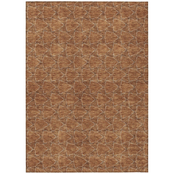 HomeRoots 5' Orange and Ivory Geometric Area Rug - Washable, Durable, Indoor-Outdoor Design for Any Space 9' X 12' 613576