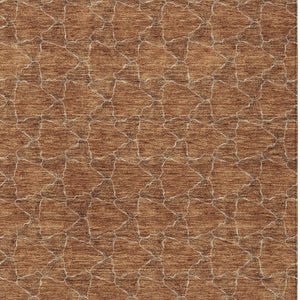 HomeRoots 5' Orange and Ivory Geometric Area Rug - Washable, Durable, Indoor-Outdoor Design for Any Space 9' X 12' 613576