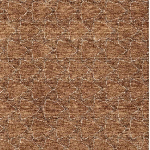 HomeRoots 5' Orange and Ivory Geometric Area Rug - Washable, Durable, Indoor-Outdoor Design for Any Space 9' X 12' 613576