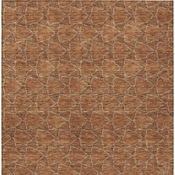 HomeRoots 5' Orange and Ivory Geometric Area Rug - Washable, Durable, Indoor-Outdoor Design for Any Space 10' X 14' 613577