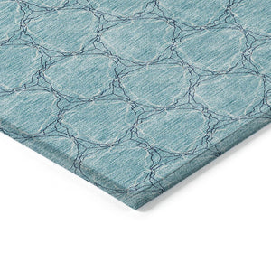 HomeRoots 5' Geometric Teal and Navy Blue Area Rug - Stylish, Washable, Durable for Indoor and Outdoor Use! 5' X 8' 613591