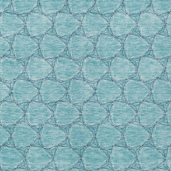HomeRoots 5' Geometric Teal and Navy Blue Area Rug - Stylish, Washable, Durable for Indoor and Outdoor Use! 5' X 8' 613591