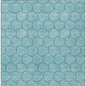 HomeRoots 5' Geometric Teal and Navy Blue Area Rug - Stylish, Washable, Durable for Indoor and Outdoor Use! 8' X 10' 613593