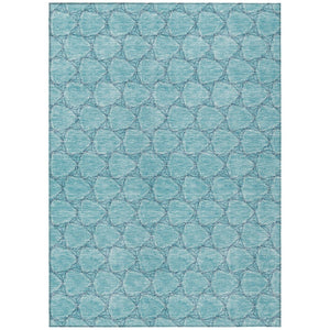 HomeRoots 5' Geometric Teal and Navy Blue Area Rug - Stylish, Washable, Durable for Indoor and Outdoor Use! 8' X 10' 613593