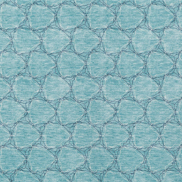 HomeRoots 5' Geometric Teal and Navy Blue Area Rug - Stylish, Washable, Durable for Indoor and Outdoor Use! 8' X 10' 613593