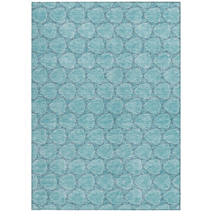 HomeRoots 5' Geometric Teal and Navy Blue Area Rug - Stylish, Washable, Durable for Indoor and Outdoor Use! 9' X 12' 613594