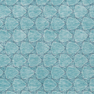 HomeRoots 5' Geometric Teal and Navy Blue Area Rug - Stylish, Washable, Durable for Indoor and Outdoor Use! 9' X 12' 613594
