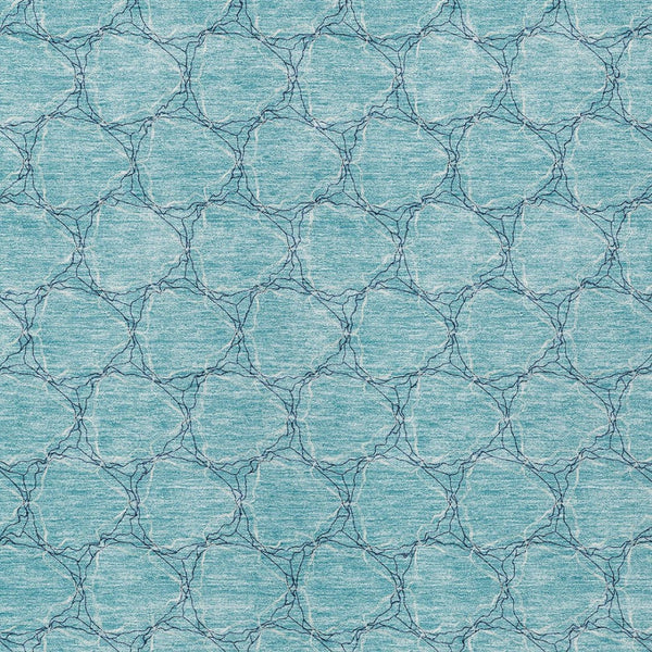 HomeRoots 5' Geometric Teal and Navy Blue Area Rug - Stylish, Washable, Durable for Indoor and Outdoor Use! 9' X 12' 613594