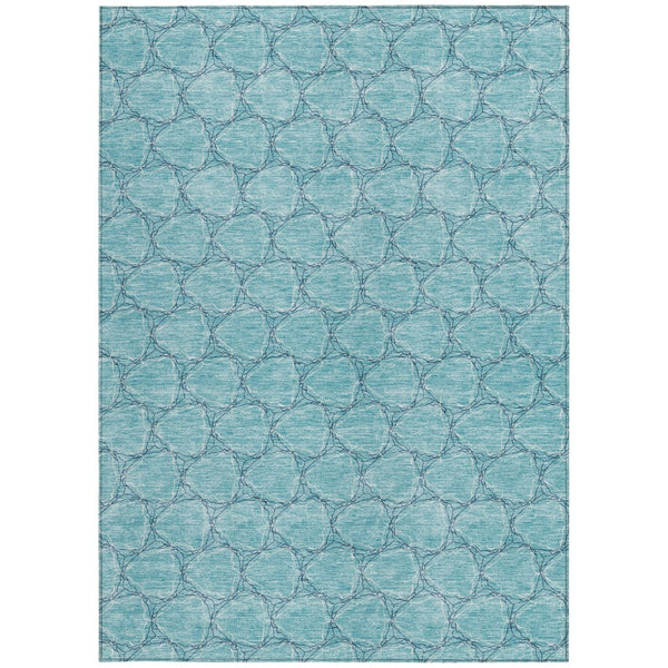 HomeRoots 5' Geometric Teal and Navy Blue Area Rug - Stylish, Washable, Durable for Indoor and Outdoor Use! 10' X 14' 613595