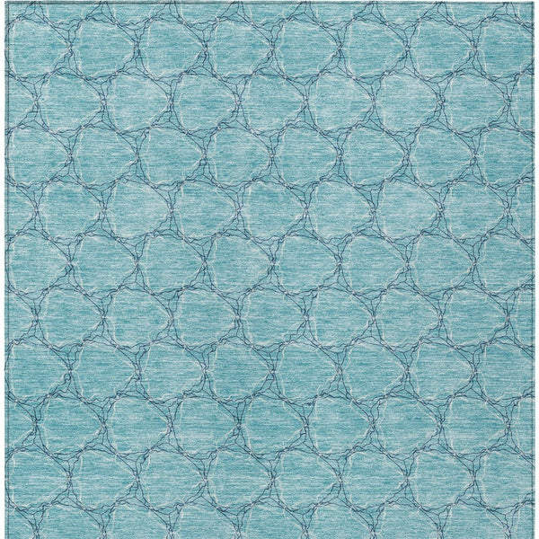 HomeRoots 5' Geometric Teal and Navy Blue Area Rug - Stylish, Washable, Durable for Indoor and Outdoor Use! 10' X 14' 613595