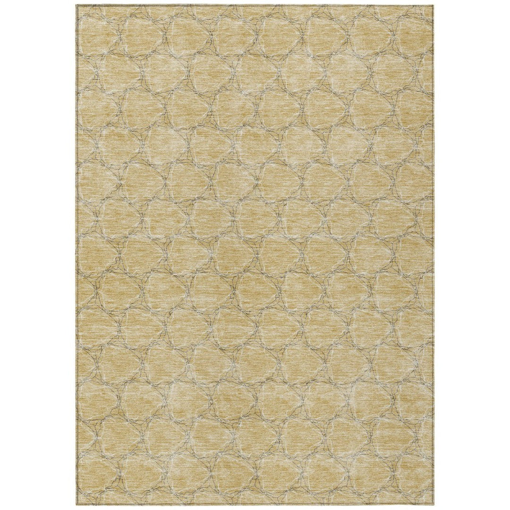 HomeRoots 5' Durable Wheat and Gray Geometric Area Rug – Versatile, Washable Design for Indoor and Outdoor Use 5' X 8' 613597