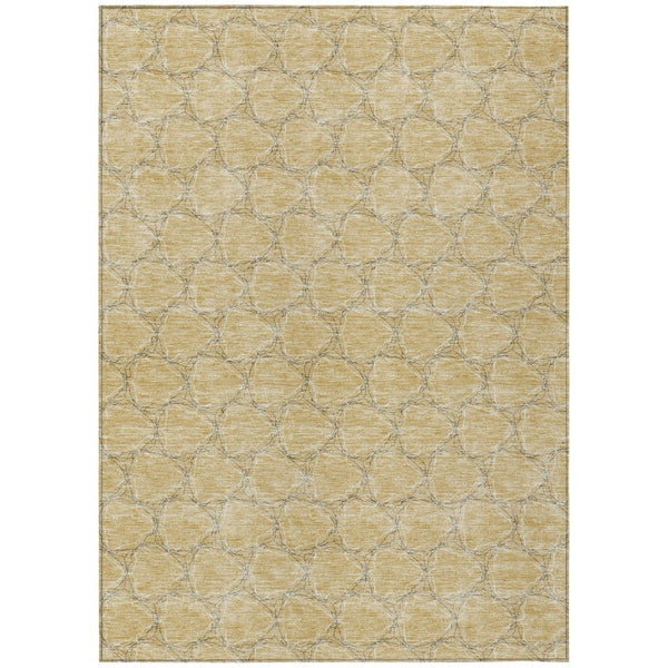 HomeRoots 5' Durable Wheat and Gray Geometric Area Rug – Versatile, Washable Design for Indoor and Outdoor Use 5' X 8' 613597