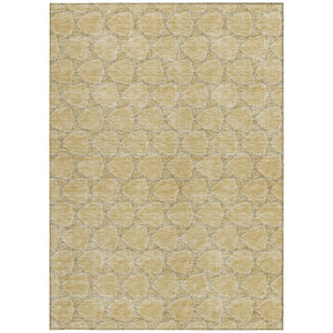 HomeRoots 5' Durable Wheat and Gray Geometric Area Rug – Versatile, Washable Design for Indoor and Outdoor Use 5' X 8' 613597