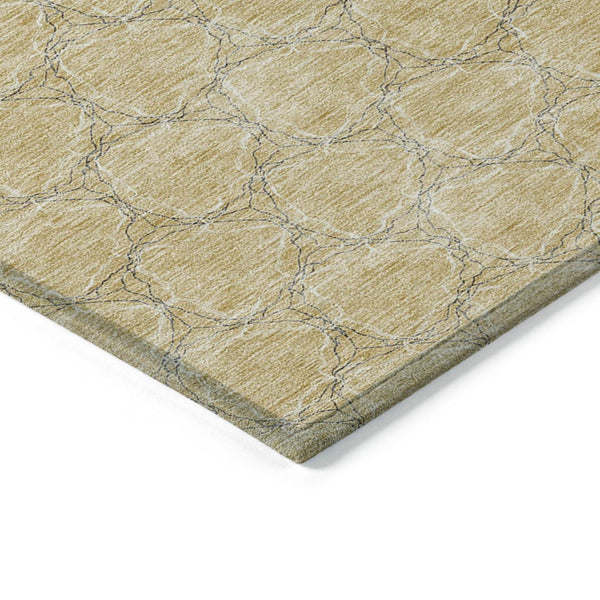 HomeRoots 5' Durable Wheat and Gray Geometric Area Rug – Versatile, Washable Design for Indoor and Outdoor Use 8' X 10' 613599