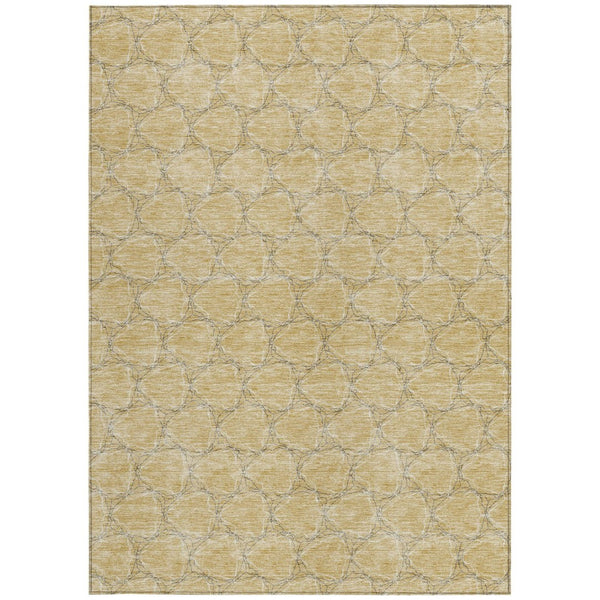 HomeRoots 5' Durable Wheat and Gray Geometric Area Rug – Versatile, Washable Design for Indoor and Outdoor Use 8' X 10' 613599